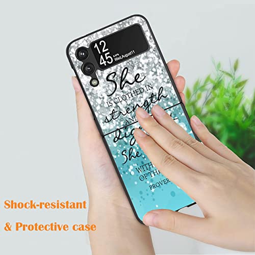 for Samsung Galaxy Z Flip 4 Case, Ultra-Thin Advanced Hard PC Non-Slip Shockproof Protective Cover, Suitable for Samsung Z Flip4 5G (2022) - Quotes Bible Verse Proverbs 31:25