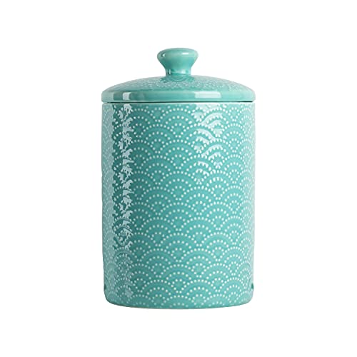 Image of 10 Strawberry Street Embossed Ceramic Kitchen Canister Set, Set of 3, Tide Blue