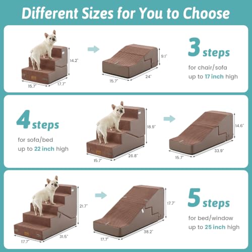 COZY KISS Dog Stairs for Small Dog, 14.2" H, 3 Step for Couch, Brown by COZY KISS - Used condition - Image 2