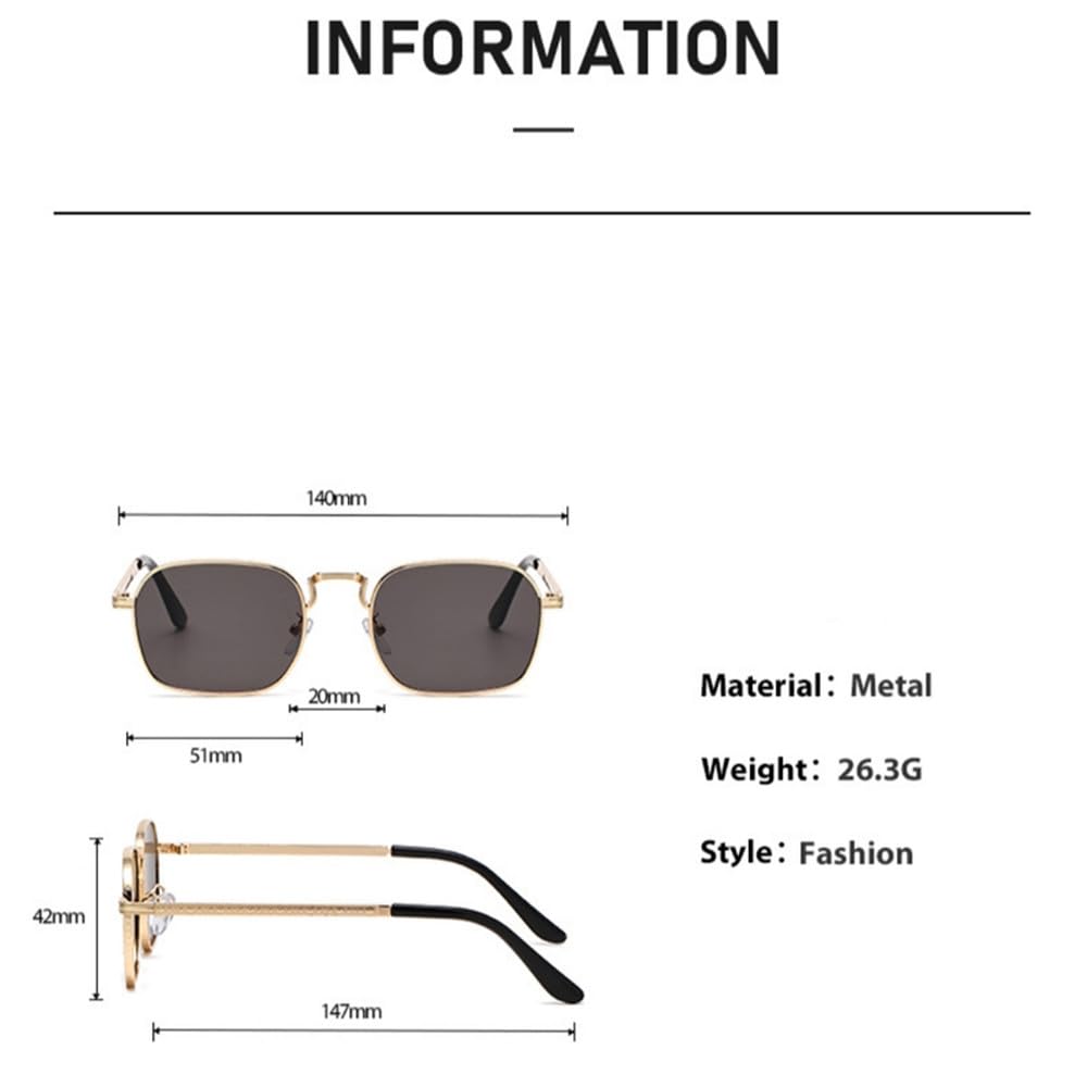Gafas de sol para hombre, estilo vintage, montura pequeña, montura cuadrada de metal, modernas, para hombres y mujeres,