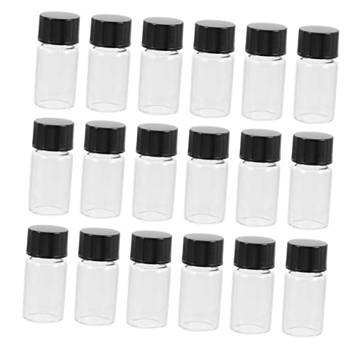 FRCOLOR 30pcs Essential Oil Bottles Glass Sample Vials Thickened Flat Bottom Leakproof Lids for Olive Oil Small Bottles