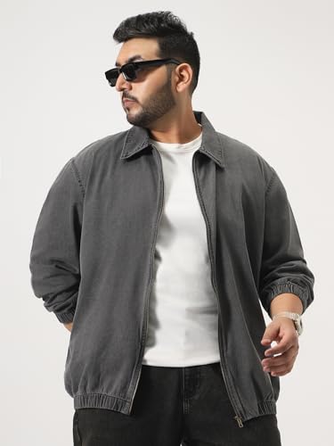 Image of Urbano Plus Men's Relaxed Fit Full Sleeve Harrington Denim Jacket