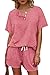 WIHOLL 2 Piece Lounge Sets for Women Casual Summer Outfits Pink L
