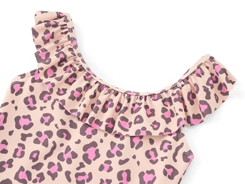 Image of Dvenki Toddler Girls One Piece Swimsuit Adjustable Straps Sizes 2T-10 | quick-dry swim fabric, skin-friendly, ruffle neckline, leopard, check, mermaid prints, swimwear for beach, pool, summer party
