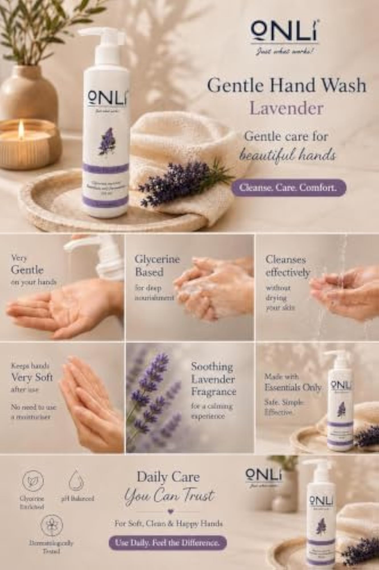 Gentle Lavender Hand Wash, Glycerine Enriched, 250 ml