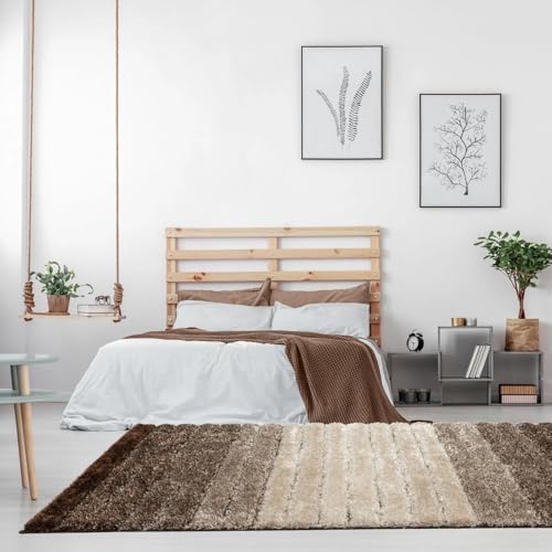 Image of Super Soft Floor Area Rug 8 x 11 Feet Soft Smooth Thick Non-Slip Fluffy Shaggy Carpet for Bedroom, Drawing, Kids Room, Office with Upto 2 Inch Microfiber High Pile (Beige Brown B)