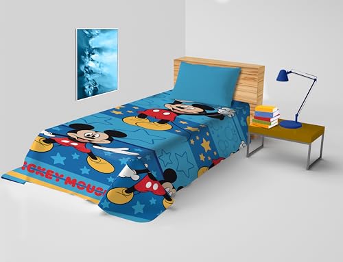 hermet Mickey Mouse, Colcha Cama Individual Disney, Colcha primaveral no Acolchada, Colcha Individual para niño, 170 x 270 cm, 100% algodón, Disney