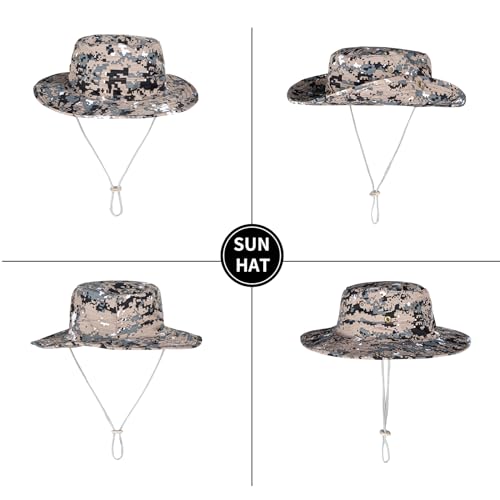 Image of Sun Hats for Men Women Boonie Hat Foldable Fishing Hat UPF 50+ Bucket Hat for Fishing Hiking Garden Safari Beach