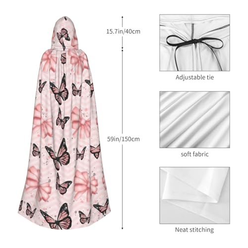 Cape de carnaval avec capuche costume de sorcière et cosplay papillon rose - 2