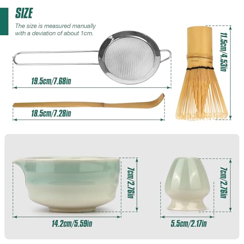 Ensemble Matcha complet 5 pièces en céramique avec bol vert dégradé - 3