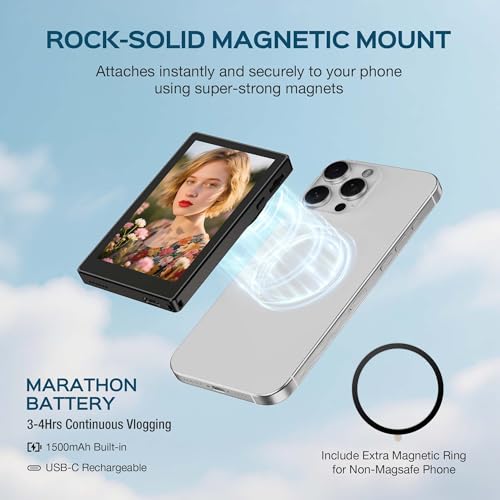 Pantalla de selfie magnética AMAZEAR con mando Bluetooth para creadores de YouTube 6