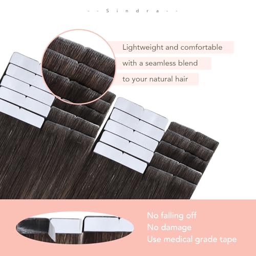 Image of Sindra Invisible Tape in Hair Extensions Human Hair 22 inch #2 /6 /18