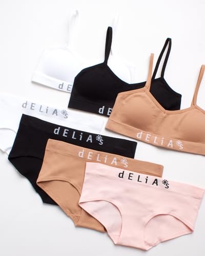 dELiA*s Girls Underwear Set - 7 Piece Soft Stretch Seamless Ribbed Training Bra and Hipster Panties (Sizes 7-16)3