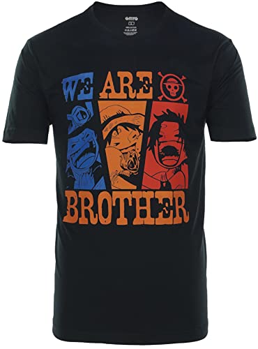 One Piece Monkey D Luffy Portgas D.Ace Sabo Hermanos Camiseta de Manga Corta para Hombre de Manga...