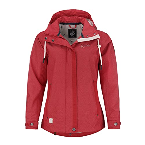 Dry Fashion Damen Funktionsjacke Greetsiel - Outdoor Jacke Damen Reißverschluss Jacke Atmungsaktiv Winddicht Wasserdicht in Rot-Melange Größe 38