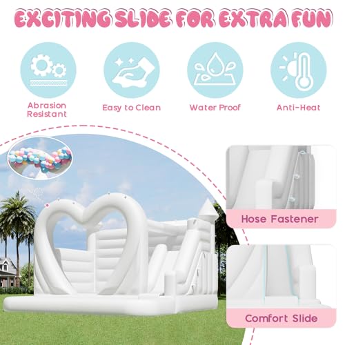 Jocisland White Bounce House with Ball Pit and Slide, 15.1×15.1×11.1 FT Commercial PVC Wet and Dry Inflatable White Castle with 1100W Blower, for Wedding and Party Decorations - Image 6