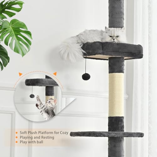 Árbol para Gatos de Piso a Techo con Altura Ajustable 112 in miniatura 4