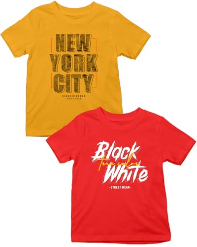 Image of XENOVAURBAN Kids Tshirts Combo | 2 Unisex Printed Round Neck Boys and Girls Kids T-Shirts - P