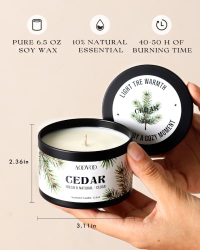 Image of AOOVOO Winter Candles Set- 4 Pack Scented Candles for Home Decor | 26oz 200 Hours Long Lasting Candle, Cinnamon Rolls, Cookies, Cedar, Apple Cinnamon Candle Gift, Non Toxic Soy Wax
