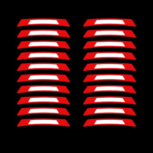 Image of 20PCS Strong Reflective Car Wheel Hub Stickers for Cars Helmet Night Safety Warning Reflective Stripe Decals Auto Truck Motorcycle Bicycle Wheels Rim Reflective Stickers (Red)