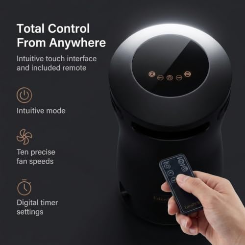Image of EdenPURE 360 Super Climater - Infrared Heater and Cooling Fan with 360 Airflow - Energy Efficient, Portable, Remote Controlled, and Quiet for All-Season Use in Home, Office, or Living Spaces