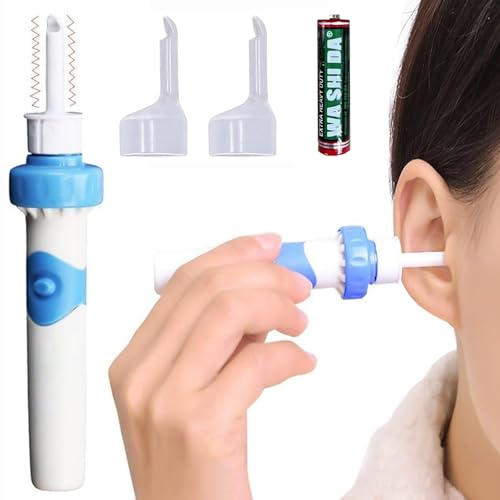 Ohrenschmalz Entferner- Elektrisch Ohrenreiniger, Sicheres Und Weiches Ear Cleaner, Mit 2 Waschbaren Ersatzköpfen Und Batterie, Geeignet Für Kinder Und Erwachsene Ohr Reinigung (A)