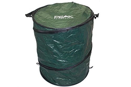 Peak Performance Camping Pop Up Trash Can - Spring Loaded Collapsible Container