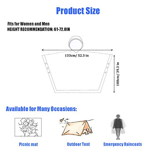 HLKZONE Rain Ponchos for Adults, [Pack of 2] Portable EVA Rain Coat Rain Jacket Reusable Raincoats with Drawstring Hood2