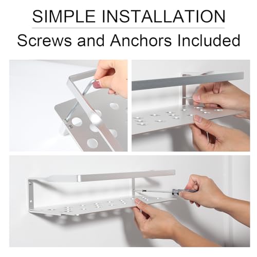 Uten Floating Shelves Space Aluminum Wall Mounted Set of 2, Hanging Wall shelves for Bedroom Kitchen, Bathroom, Living Room - Image 3
