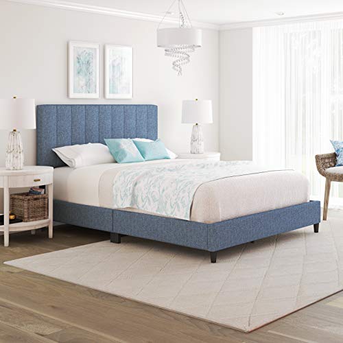 Boyd Sleep Leah - Cama tapizada vertical con cabecero y soportes de madera de 13 listones, color azul, tamaño completo Cover