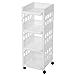 SONGMICS Carrello in Plastica a 4 Piani Scaffale Mobile in PP con Rotelle Salvaspazio per Cucina e Bagno Carrello Multiuso Bianco KSC02WT
