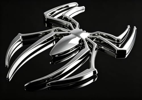 Image of 2PCS 3D Spider Emblem Car Sticker Metal Chrome Silver Spider Badges Sticker for Universal Car Vehicle, Truck, Motorcycle, RV, Scooter, SUV, Door, Window for Headphone Decorations(Silver-B0C22ZMFK8)