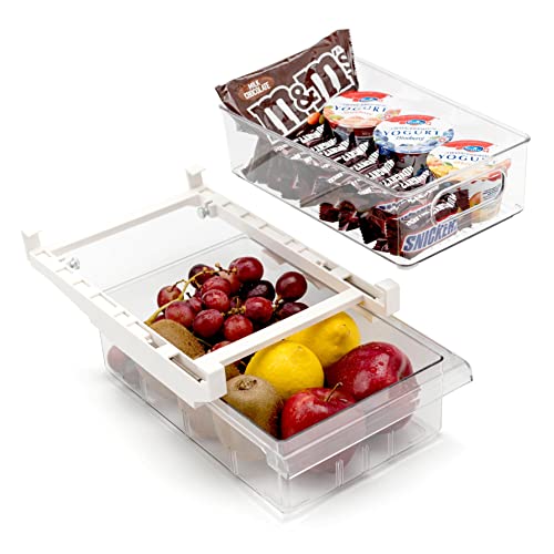 LuvIdeal Fridge Organizer Drawer Set - Fridge Drawers Pull Out Stackable, Mini Fridge Organizer, Refrigerator Drawers, Fridge Storage, Deli Drawer for Cheese, Meat, Butter, Egg, Snack â€“ Optimize space