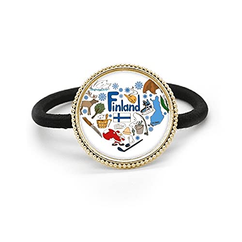 Diadema de metal plateado y banda de goma Finlandia Love Heart Landscap accesorio para cabello
