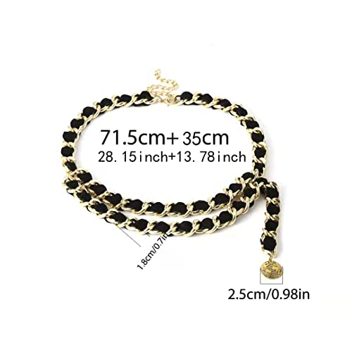 Mrotrida Women's Chain Belts Fashion Layered Flocking Cloth Belts for Dress Ves3