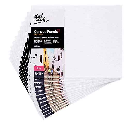 Mont Marte Professionelle Canvas Set 12 teilig - Leinwand-Tafel zum Malen 20x25cm, Kunstleinwandtafel in Künstler-Qualität, Acryl-Titan-Grundierung, geeignet für alle Öl- oder Acrylmalereien