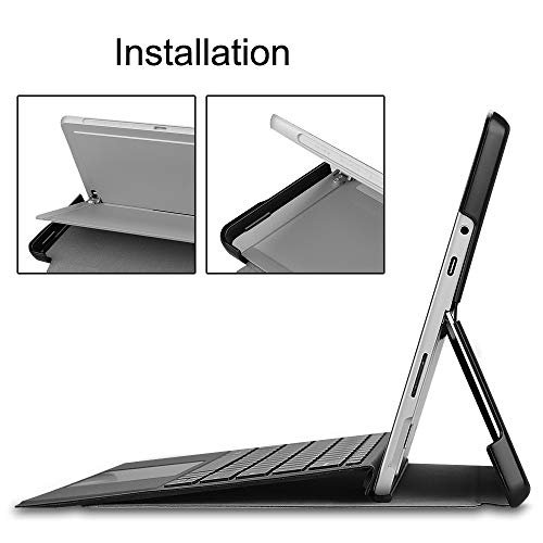 Funda de cuero Microsoft Go 2 para trabajar en cafeterías con soporte de lectura ajustable 7