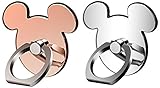 pipigo 005 Cartoon Phone Ring Stand Holder, 360 Degree Rotation Cell Phone Grip for Apple iPhone X/8 7 Plus/6/6S/5/5S/Samsung Galaxy Note/Tablet and iPad - Rose Gold/Silver - 2 Piece