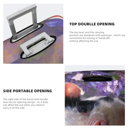 Piglet In The Purple Flowers Elastic Travel Luggage Covers Dustproof Scratch-Resistant Suitcase Protector Fit 22-24 Inch3