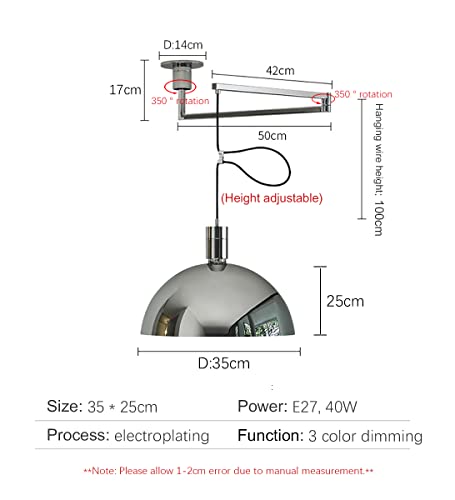 Suspension LED E27 chrome lustre réglable pour table à manger et bureau