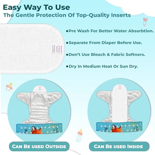 Image of Bembika A Plus Printed Cloth Diaper with 3-Layer Micro Fiber Inserts for Babies Washable & Reusable Cloth Nappies for Baby Leakproof and Wetfree Adjustable Cloth Diapers -(BE2725)