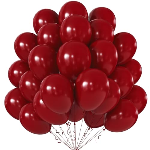 Image of 10 Inch Burgundy Red Balloons, 100 Pcs Latex Helium Balloons for Kid's Birthday Party Baby Shower Wedding Graduation Graduation Party Decorations