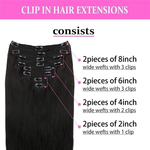 Extensiones de cabello con clip de 8 piezas para melena larga y recta 3