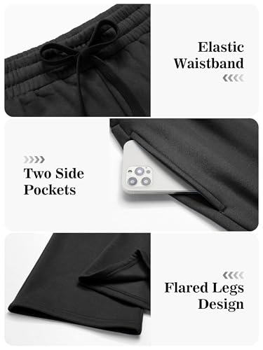 Men's Flared Sweatpants with Pockets - Cozy Fleece Cotton Pants