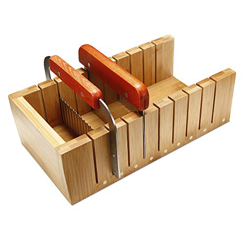 Image of Soap Cutting Tool Set Wooden Loaf Cutter Mold + 2 Pcs Straight Wavy Stainless Steel Cutter Slicer | includes 2 Pcs Straight Wavy Stainless Steel Cutter Slicer