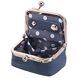 FIXOSHEE Mini Joyero Vintage Pequeño Azul Cierre de Beso, Estuche Portátil de Cuero Resistente para Organizar Anillos, Collares y Pendientes, Adecuado para Viaje y Obsequio