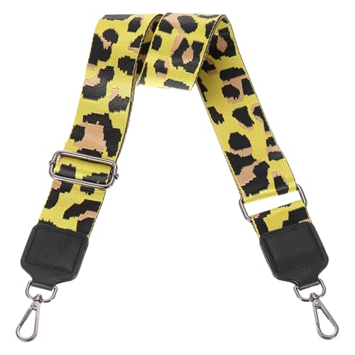 Image of uxcell Wide Shoulder Strap, 5cm Adjustable Purse Strap Replacement Crossbody Strap for Shoulder Bag Handbag, Yellow, Black Square Mouth Buckle