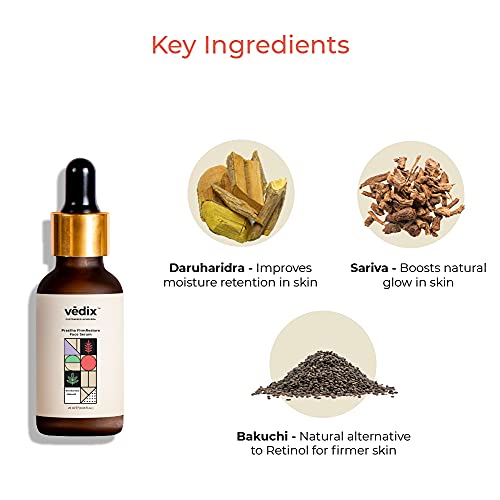 Image of Vedix Face Serum, Customised Ayurvedic Prastha FirmRestore Face Serum, Anti Aging Serum With Bakuchi + Daruharidra + Sariva for Ageing Skin - 20 ml