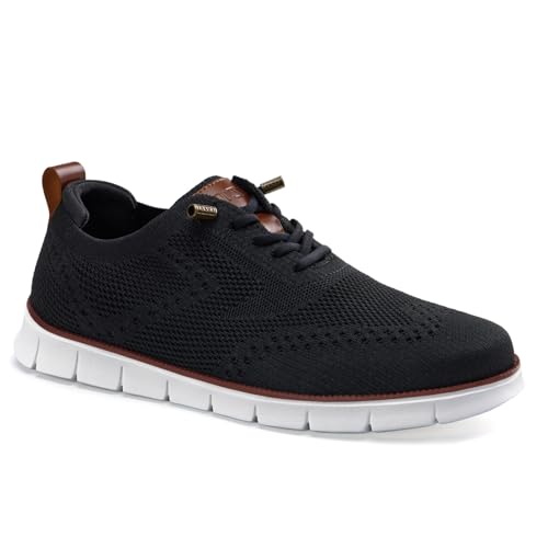 LEZTA Herren Schuhe Anzugschuhe Oxfords Sneakers Mesh Leichte Atmungsaktive Freizeit Elegante Sportschuhe Tennisschuhe Walkingschuhe Schwarz 274