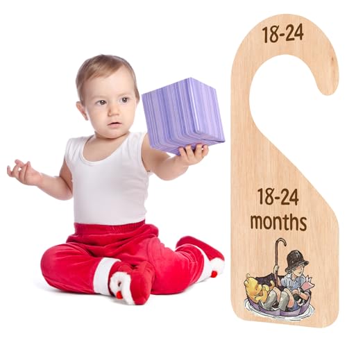 The Pooh Bear – separadores de armário para bebé, organizador de roupa de bebé para decoração de berçário de bebé, cabide de madeira para recém-nascidos de 0 a 24 meses